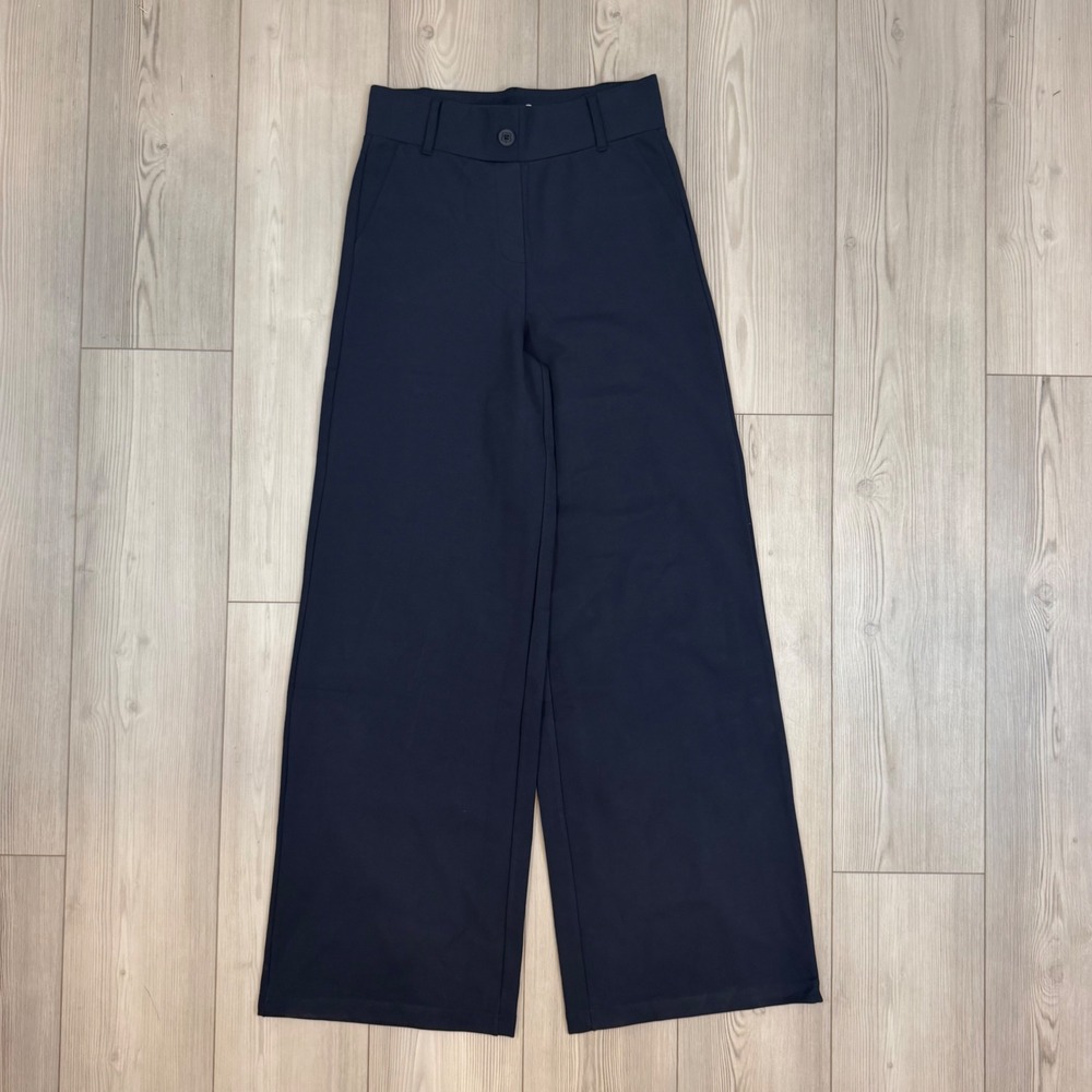 Betabrand Dress Pant Yoga Pants Navy Blue Wide Leg M Long B5608003-NAV